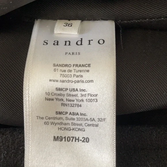 Sandro Paris Black Wool Blend Pea Coat Size 36 - Picture 4 of 4